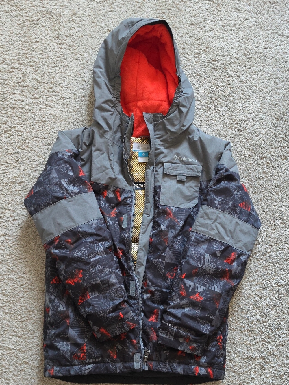 Columbia Kids' Gray Jacket with Orange Hood Lining